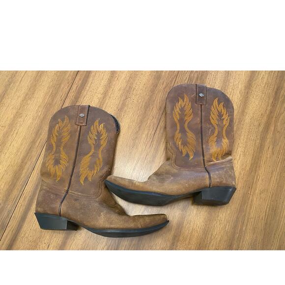Harley‎ Davidson Brown Leather Western Cowboy Boots Men’s 8.5 Distressed main image 7